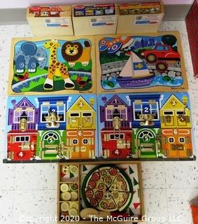 Group Melisa & Doug Children's Pre-School Wooden Tray Jigsaw & Dexterity Puzzles - Room 13 Toy Closet {marked lot 182}