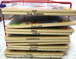 Stack of  Children's Pre-School Wooden Tray Puzzles for Different Jobs - Room 13 Toy Closet