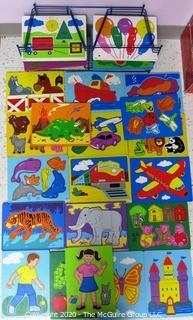 Large Group of  Children's Pre-School Wooden Tray Puzzles - Room 13 Toy Closet