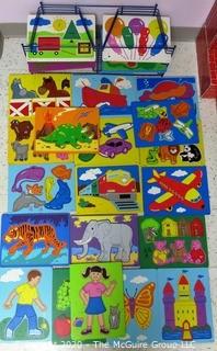 Large Group of  Children's Pre-School Wooden Tray Puzzles - Room 13 Toy Closet