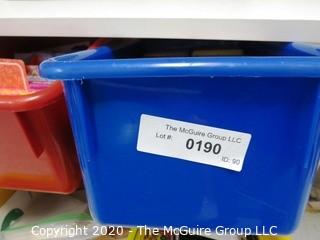 Wood With Colorful Plastic Bins Toy Organizer or Shelf with Card Games and Memory Games - Room 13 Toy Closet