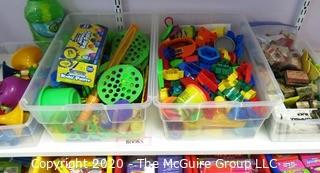 Several Lots of Plastic Building Toys and Stamp Set.- Room 13 Toy Closet