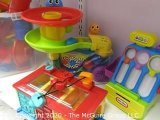 Plastic Organizer Shelf and Drawer Unit Full of Crafting and Toys Supplies.- Room 13 Toy Closet