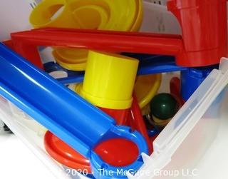 Plastic Organizer Shelf and Drawer Unit Full of Crafting and Toys Supplies.- Room 13 Toy Closet