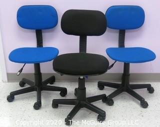 Set of Three Small Office Chairs on Wheels - Room 20 Dining Room