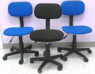 Set of Three Small Office Chairs on Wheels - Room 20 Dining Room