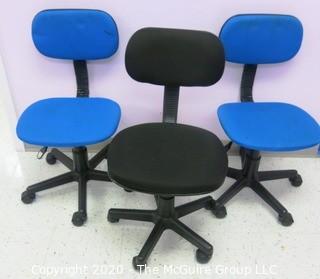 Set of Three Small Office Chairs on Wheels - Room 20 Dining Room