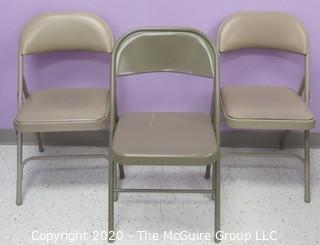 Set of (3) Grey Steel Folding Chairs - Room 20 Kitchen