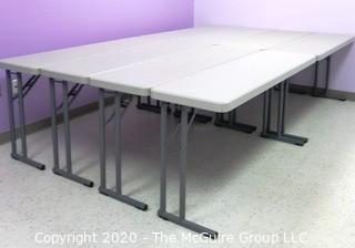 Set of (2) Industrial Heavy Duty Plastic Folding Tables Made by National Public Seating.   There are four lots of these tables for a total of 8 tables .  Each measure approximately 18" W, 30" T  & 60" long.  Room 20 Kitchen