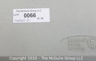 Set of (2) Industrial Heavy Duty Plastic Folding Tables Made by National Public Seating.   There are four lots of these tables for a total of 8 tables .  Each measure approximately 18" W, 30" T  & 60" long.  Room 20 Kitchen