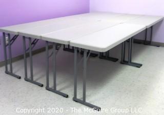 Set of 2 Industrial Heavy Duty Plastic Folding Tables Made by National Public Seating.   There are four lots of these tables for a total of 8 tables .  Each measure approximately 18" W, 30" T  & 60" long.  Room 20 Kitchen {Marked Lot 68}