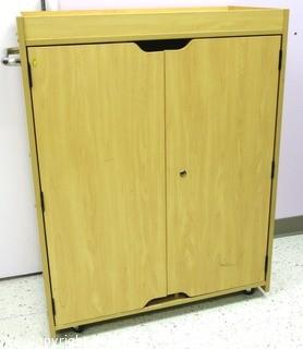 34" x 17" 44" Wood Cabinet on Casters Full of First Aid and Medical Supplies -  Room 20 Kitchen