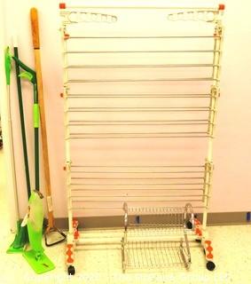 Cleaning Tools, Folding Drying Rack and Dish Rack.  - Room 20 Kitchen