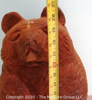 21" Tall Carved Wooden Bear Statue - Room 11