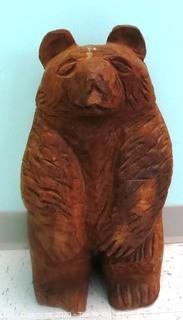 21" Tall Carved Wooden Bear Statue - Room 11