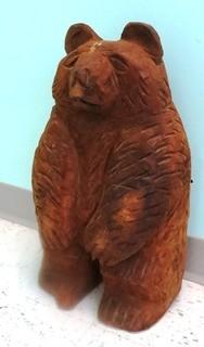 21" Tall Carved Wooden Bear Statue - Room 11