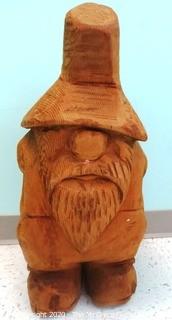 27" Tall Carved Wooden Gnome Statue - Room 11