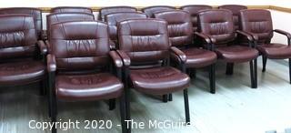 Set of 14 Burgundy Leather Like Reception Area Chairs - Lobby