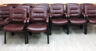 Set of 14 Burgundy Leather Like Reception Area Chairs - Lobby