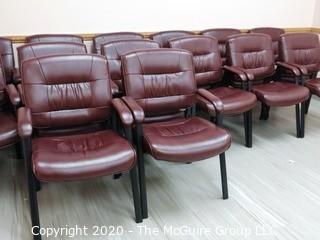 Set of 14 Burgundy Leather Like Reception Area Chairs - Lobby