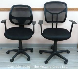 (2) Adjustable Height Black Office Chairs on Wheels - Lobby