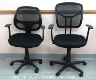 (2) Adjustable Height Black Office Chairs on Wheels - Lobby