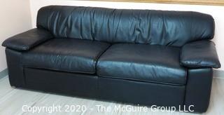 80" x 31" x 36" Black Leather Couch - Lobby