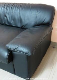 80" x 31" x 36" Black Leather Couch - Lobby