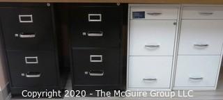 (4) Black & White Metal File Cabinets - Lobby