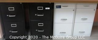 (4) Black & White Metal File Cabinets - Lobby