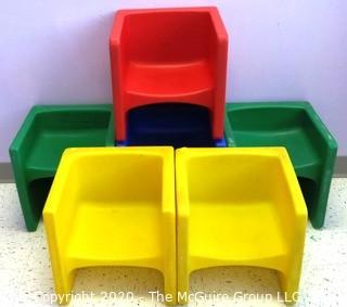 Set of (6) Children's Heavy Plastic Modular 14" Cube Chairs/Tables