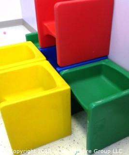 Set of (6) Children's Heavy Plastic Modular 14" Cube Chairs/Tables