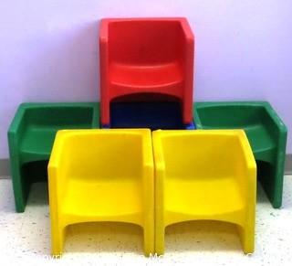 Set of (6) Children's Heavy Plastic Modular 14" Cube Chairs/Tables