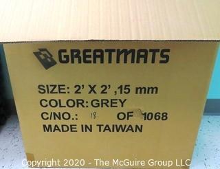 Group of 22 GREATMATS New in Box Interlocking Grey Foam Floor Cushioning Tiles Measure 24"  -  Room 11