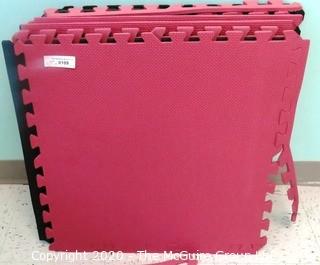 (17) Pink Interlocking Foam Floor Cushioning Tiles; each 24" sq.  -  Room 11