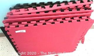 (17) Pink Interlocking Foam Floor Cushioning Tiles; each 24" sq.  -  Room 11