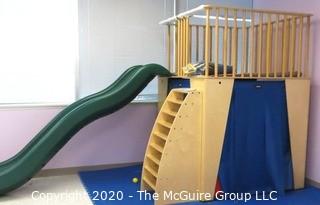 SOUTHPAW Large Wood Activity Tower or Play structure with Ball Pit, Slide, Cover and Floor Mat - Room 18 {marked lot 153}