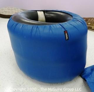 SOUTHPAW Inflatable Barrel Made of (3) Rubber Inner Tubes and Blue Nylon Cover (includes extra cover)- Room 18 {marked lot 156}