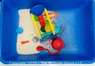 Blue Plastic Sand & Water Table with Top Cover and Accessories - Room 15