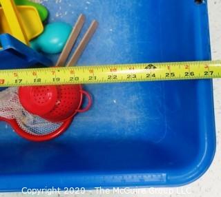 Blue Plastic Sand & Water Table with Top Cover and Accessories - Room 15