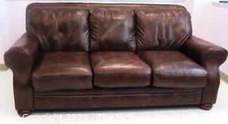 82"W x 37"T Brown Leather Sofa - Room 2