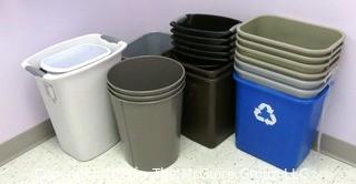 Group of Trash Cans.  Includes three Metal Round Cans. Room 1