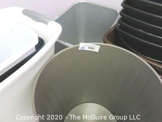 Group of Trash Cans.  Includes three Metal Round Cans. Room 1