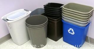 Group of Trash Cans.  Includes three Metal Round Cans. Room 1