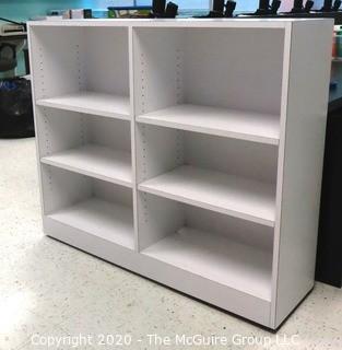 White Laminated Floor Standing Shelf.  Measures approximately 51" x 42" x 14".  - Room 1