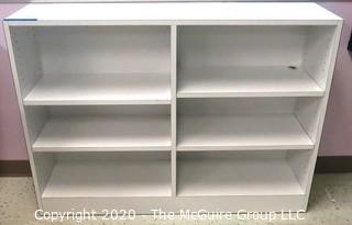 White Laminated Floor Standing Shelf.  Measures approximately 51" x 42" x 14".  - Room 1