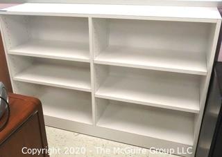 White Laminated Floor Standing Shelf.  Measures approximately 51" x 42" x 14".  - Room 1