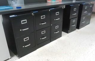 (6) Black Metal Filing Cabinets.  Each measures approximately 29" x 15" x 22". - Room 1