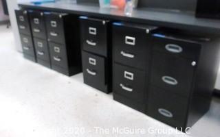 (6) Black Metal Filing Cabinets.  Each measures approximately 29" x 15" x 22". - Room 1