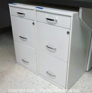 (2) White Metal Filing Cabinets - Room 1